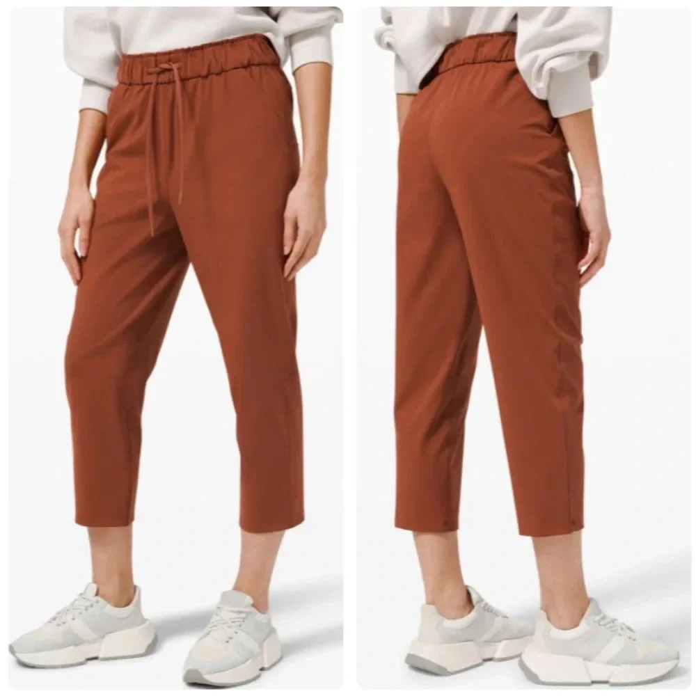Lululemon Keep Moving Crop *High Rise, 23" Dark Terracotta Size 12 Style W6BO5S